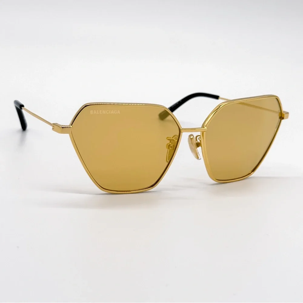 NEW BALENCIAGA BB0194S 002 GOLD GEOMETRIC WOMEN SUNGLASSES BALENCIAGA - Picture 5 of 10